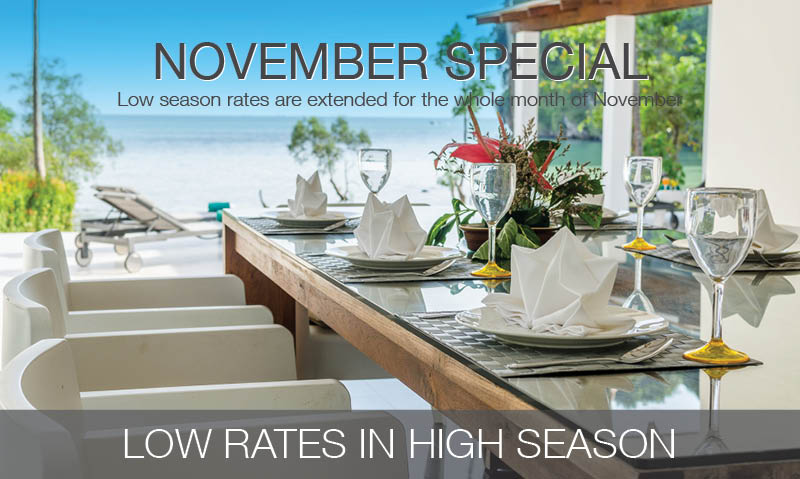 Low season rates extended for the whole month of November